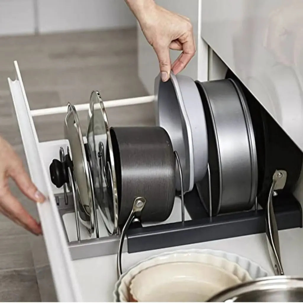 Versatile Stainless Steel Lid Storage Solution