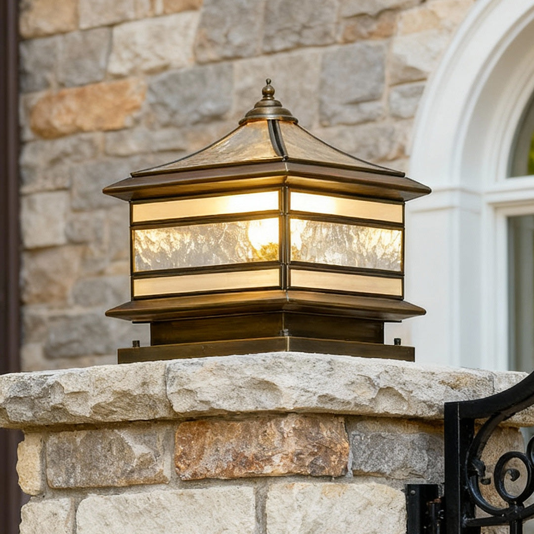 Outdoor Copper Pillar Lights - Garden Illumination with Dual Power