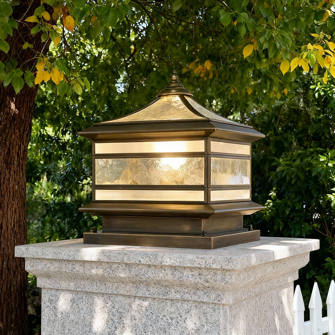 Outdoor Copper Pillar Lights - Garden Illumination with Dual Power