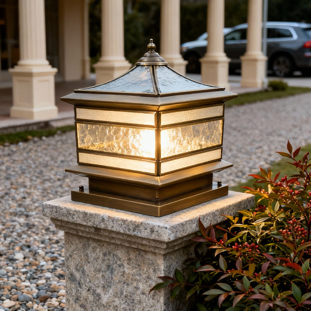 Outdoor Copper Pillar Lights - Garden Illumination with Dual Power