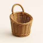 Sleek Woven Storage Basket with Curved Handle