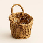 Sleek Woven Storage Basket with Curved Handle