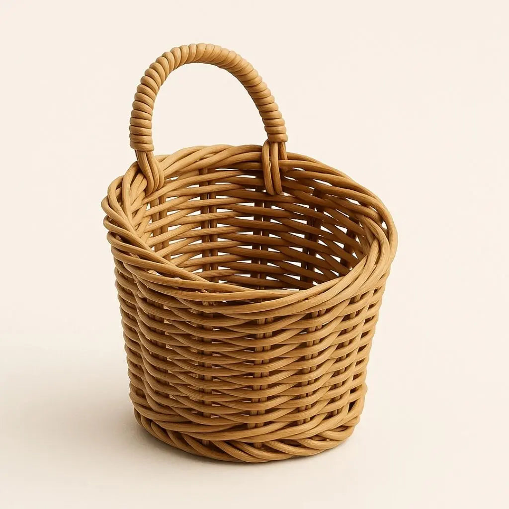 Sleek Woven Storage Basket with Curved Handle