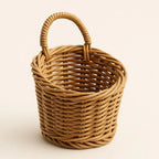 Sleek Woven Storage Basket with Curved Handle