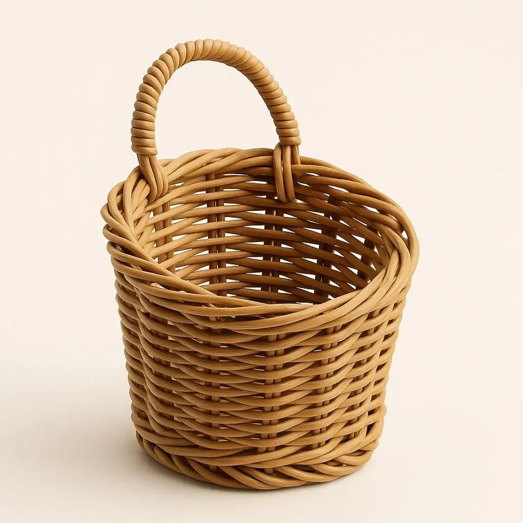 Sleek Woven Storage Basket with Curved Handle