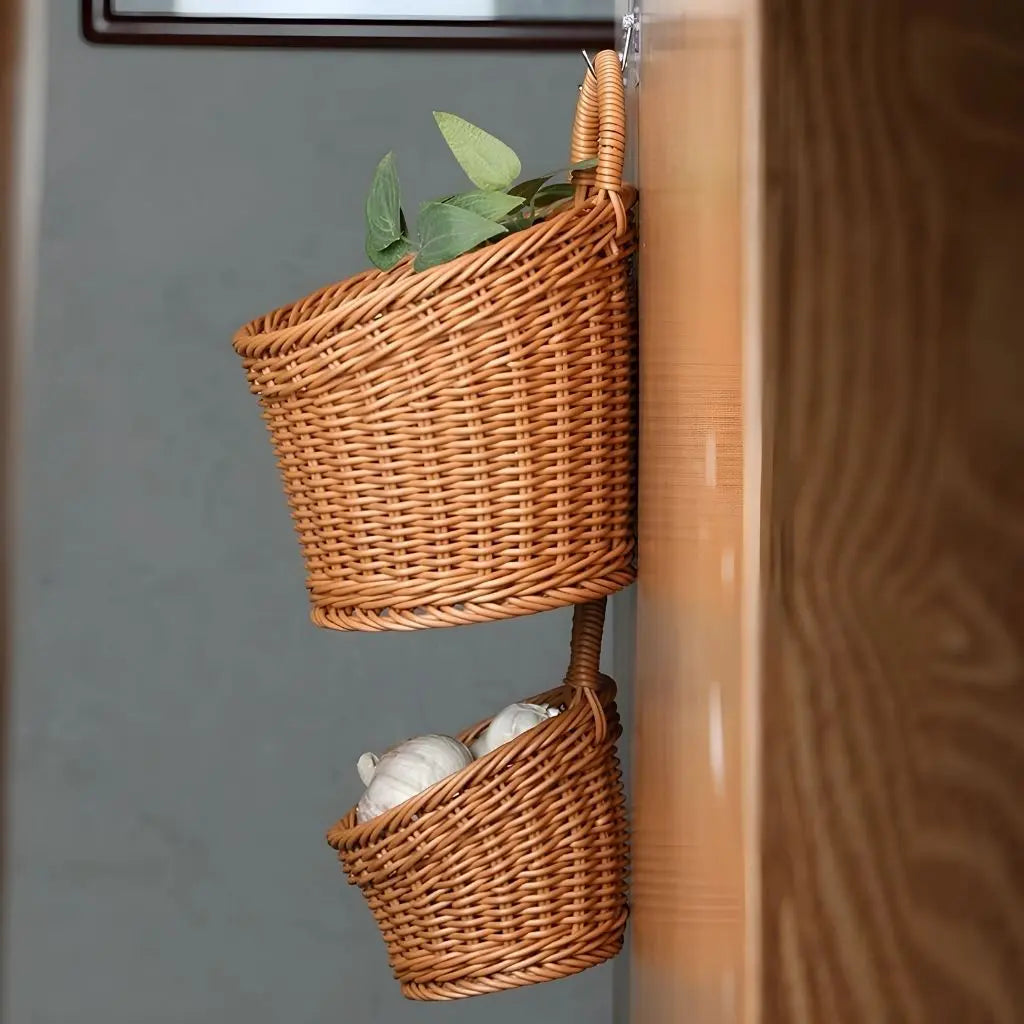 Sleek Woven Storage Basket with Curved Handle
