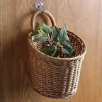 Sleek Woven Storage Basket with Curved Handle