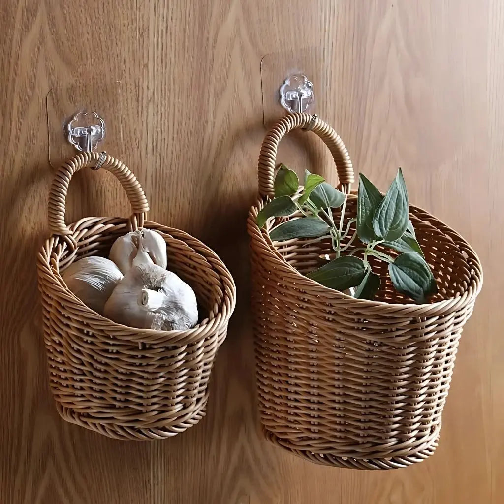 Sleek Woven Storage Basket with Curved Handle