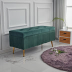 Velvet Storage Bench with Metal Base – Backless for Entryway or Bed