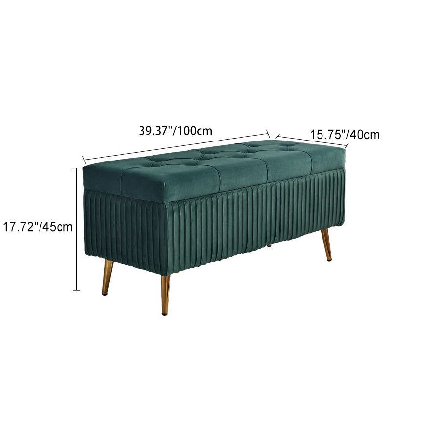 Velvet Storage Bench with Metal Base – Backless for Entryway or Bed