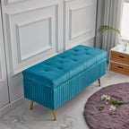 Velvet Storage Bench with Metal Base – Backless for Entryway or Bed