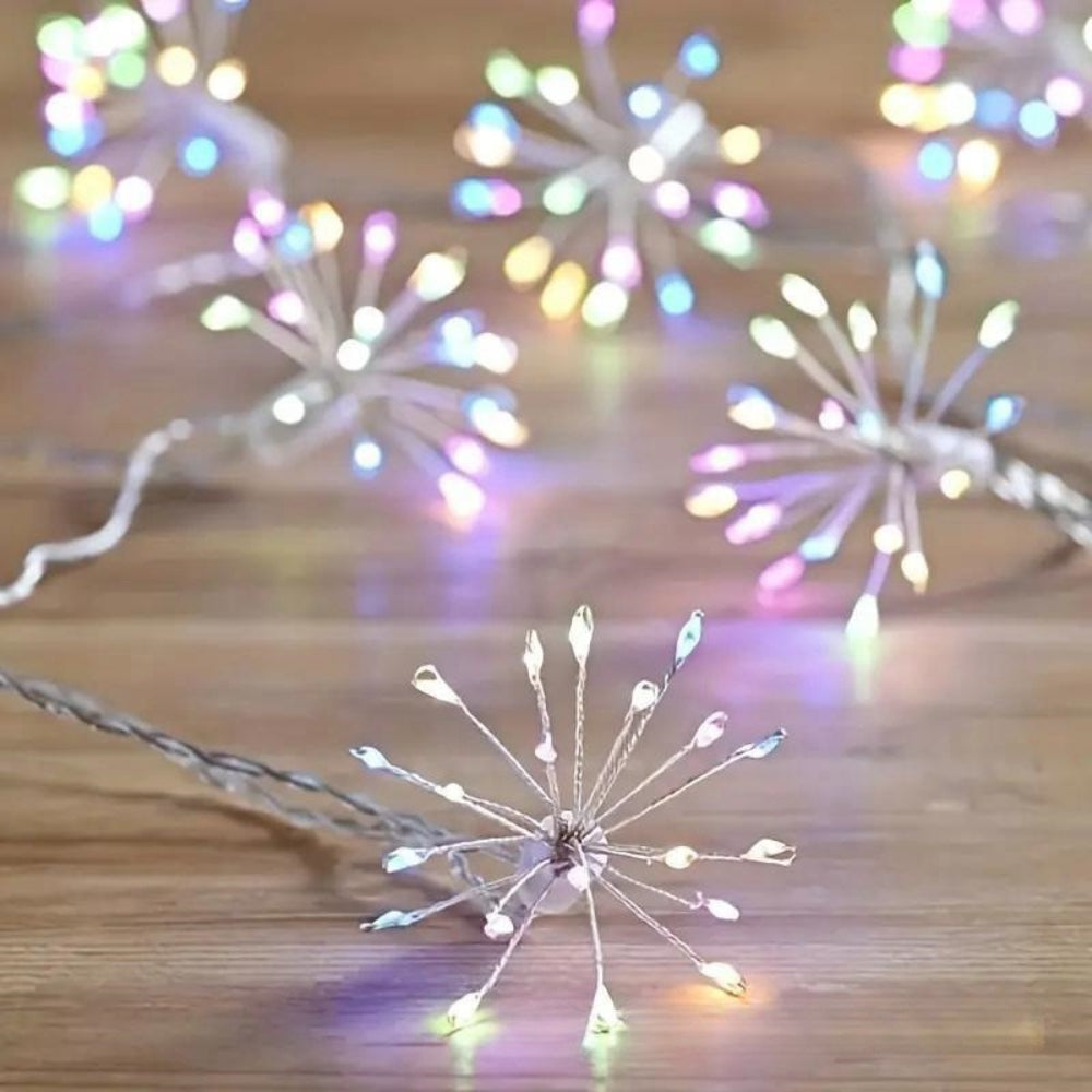 Copper Wire LED Cluster Garland with Starburst String Lights