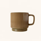 Rustic Charm Ceramic Coffee Cup – Textured Stripes