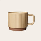 Rustic Charm Ceramic Coffee Cup – Textured Stripes