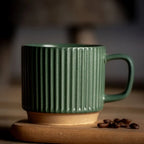 Rustic Charm Ceramic Coffee Cup – Textured Stripes