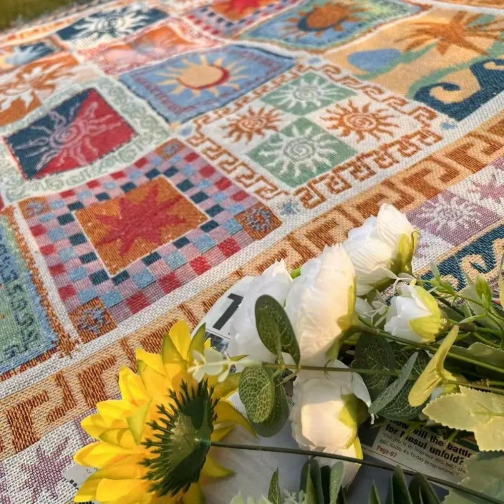 Sun & Soul | Thick microfibre picnic blanket with intricate patterns 5