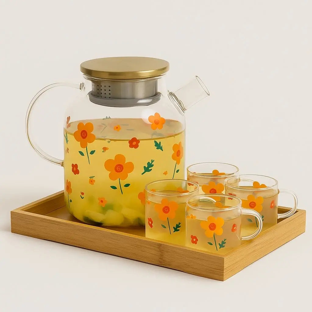 Floral Harmony Borosilicate Glass Tea Brewing Collection