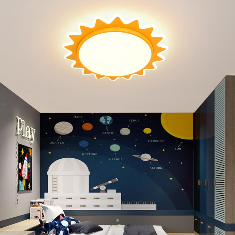 Modern Yellow Flush Mount Ceiling Light for Playful Interiors