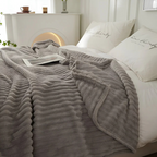 Cozy Striped Fleece Throw Blanket – Lightweight Warmth for Couch and Bed