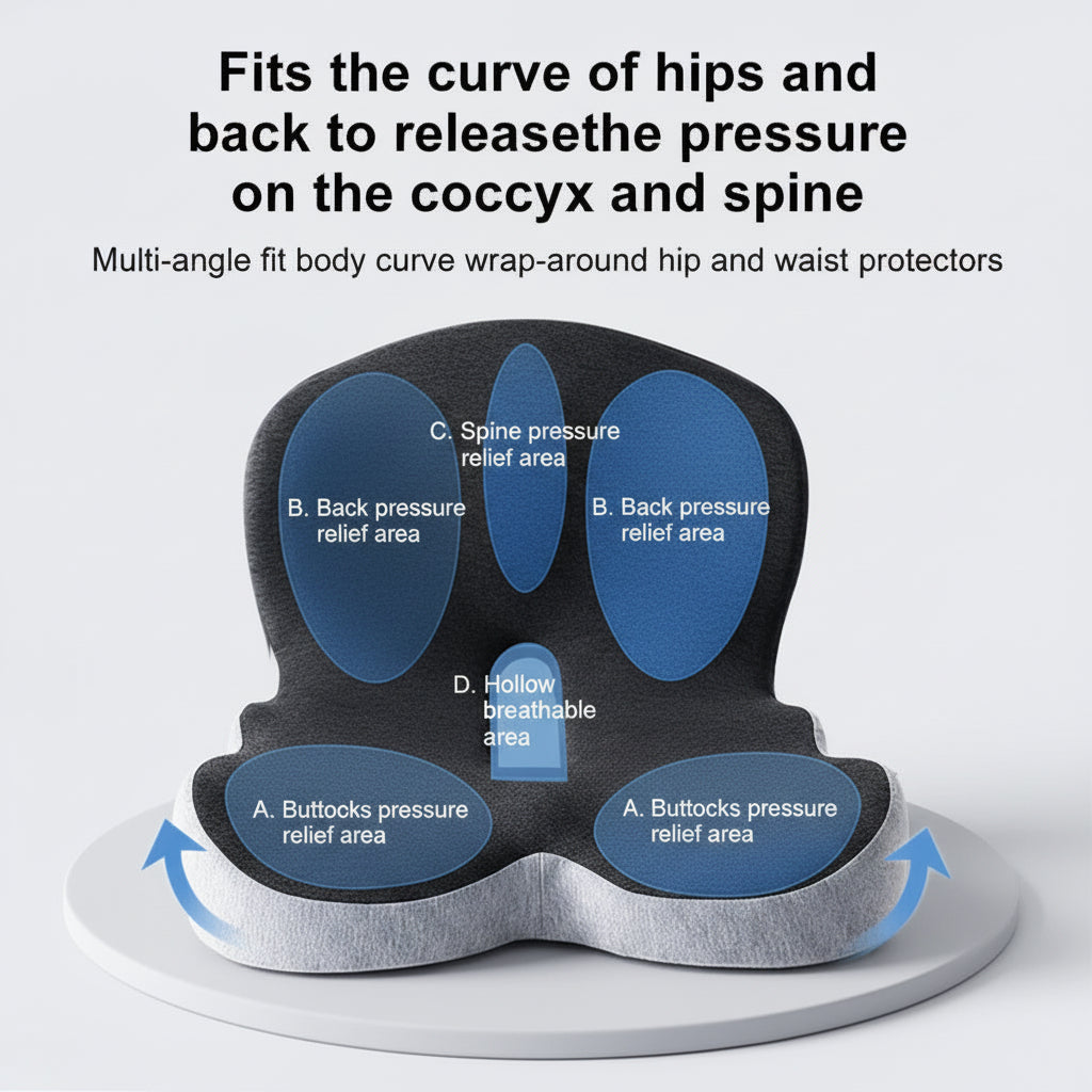 Memory Foam Chair Pad with Back Support Cushion