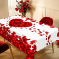Romantic Polyester Table Cover with Heart-Shaped Rose Petals