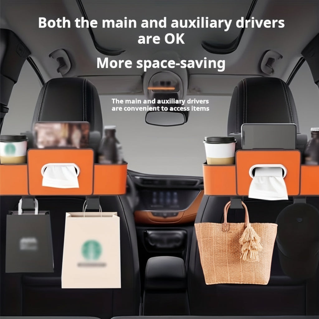 Multifunctional Seat Back Storage Box with Cup Holder for Cars