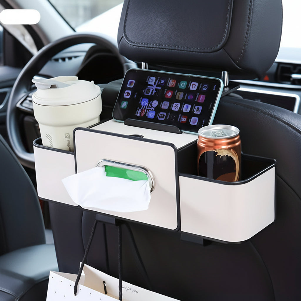 Multifunctional Seat Back Storage Box with Cup Holder for Cars