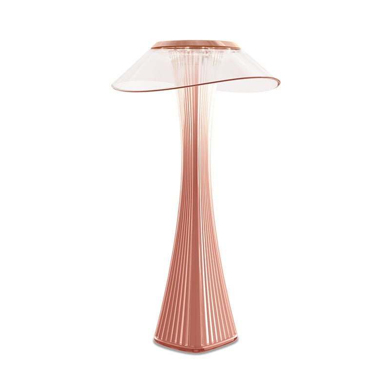 Table Lamp with Clear Disc Shade and Fluted Glass Design