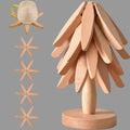 Folding Wooden Trivet Set with Tree Pattern - Heat Resistant Kitchen Accessory