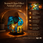 Accent Light Table Lamp with Animal Design and Stained Glass Finish