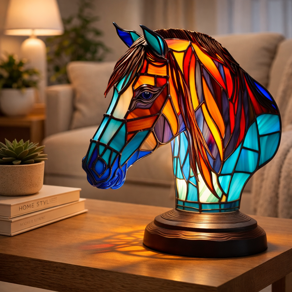 LED Accent Table Lamp in Stained Glass Animal Design