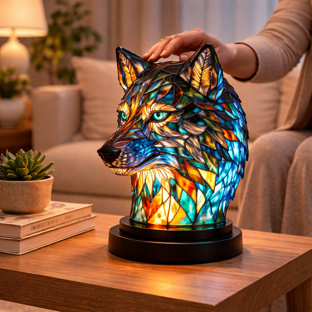 LED Accent Table Lamp in Stained Glass Animal Design