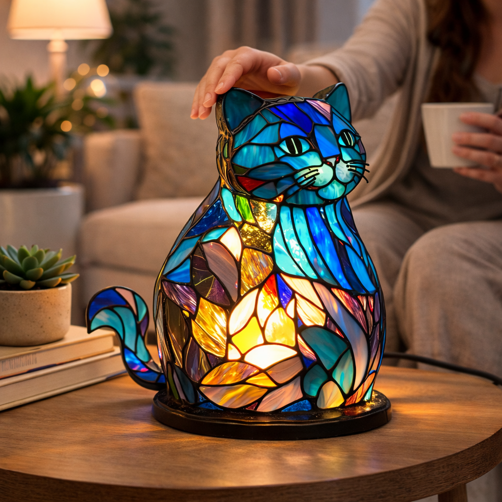 LED Accent Table Lamp in Stained Glass Animal Design