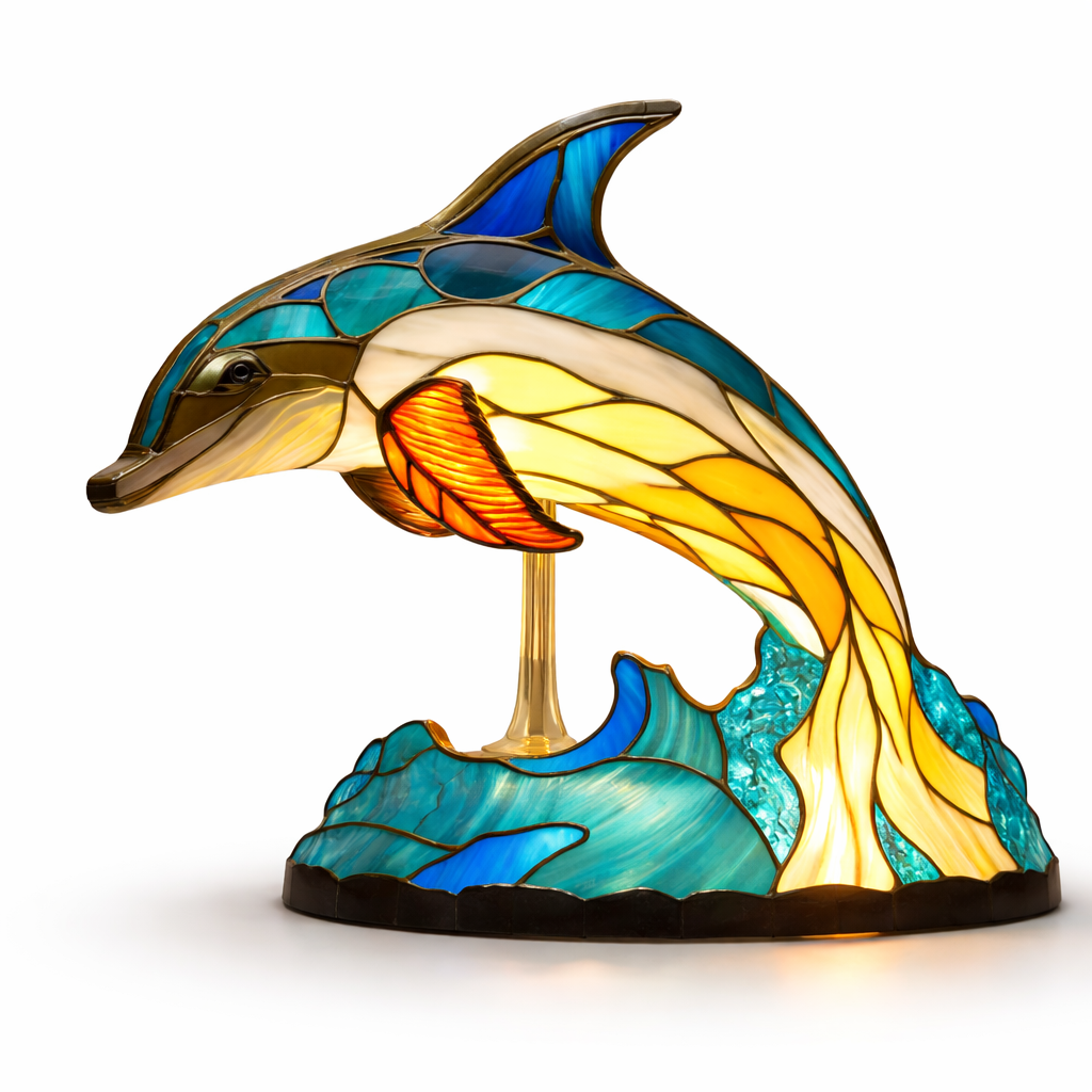 LED Accent Table Lamp in Stained Glass Animal Design