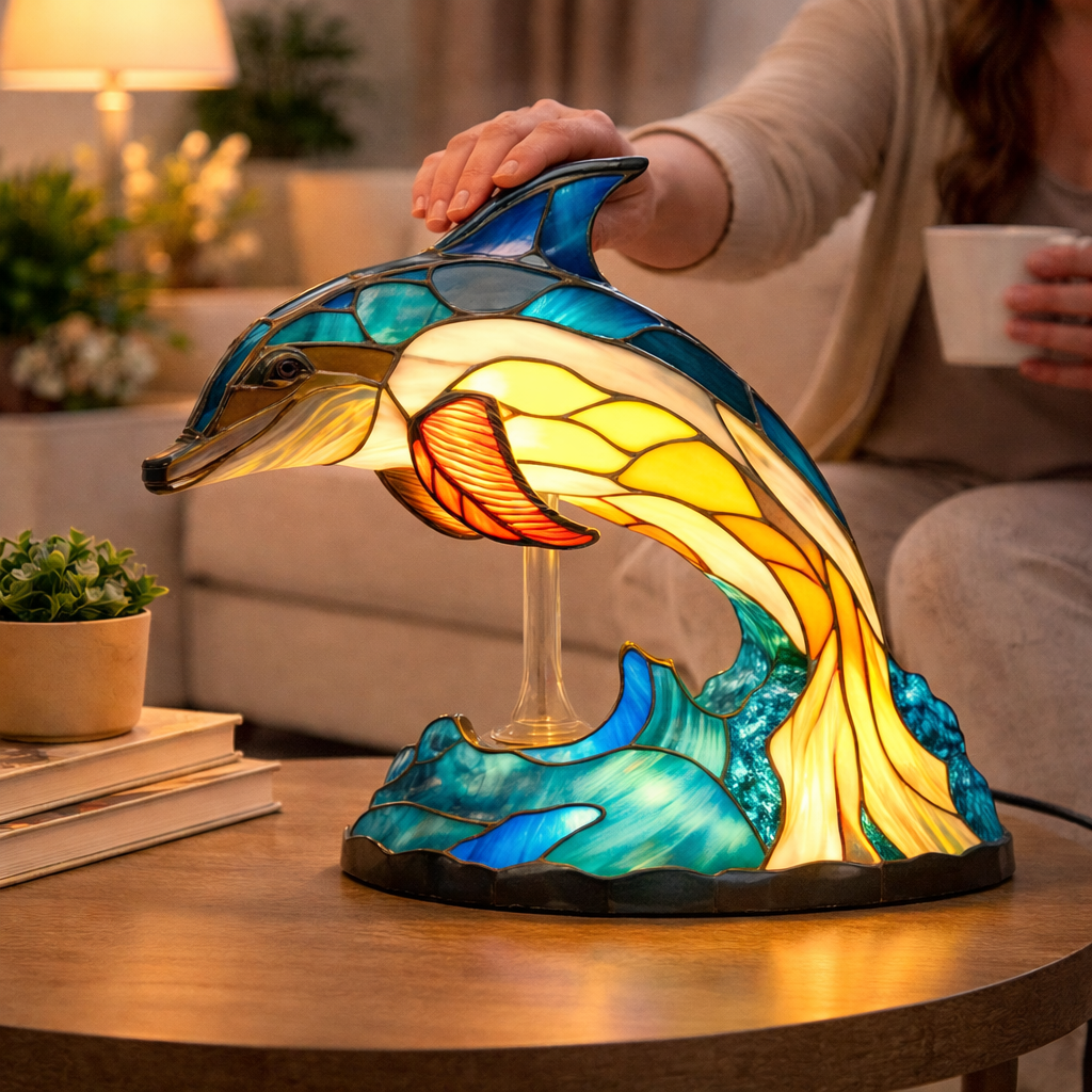 LED Accent Table Lamp in Stained Glass Animal Design