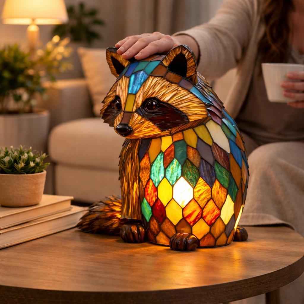 LED Accent Table Lamp in Stained Glass Animal Design