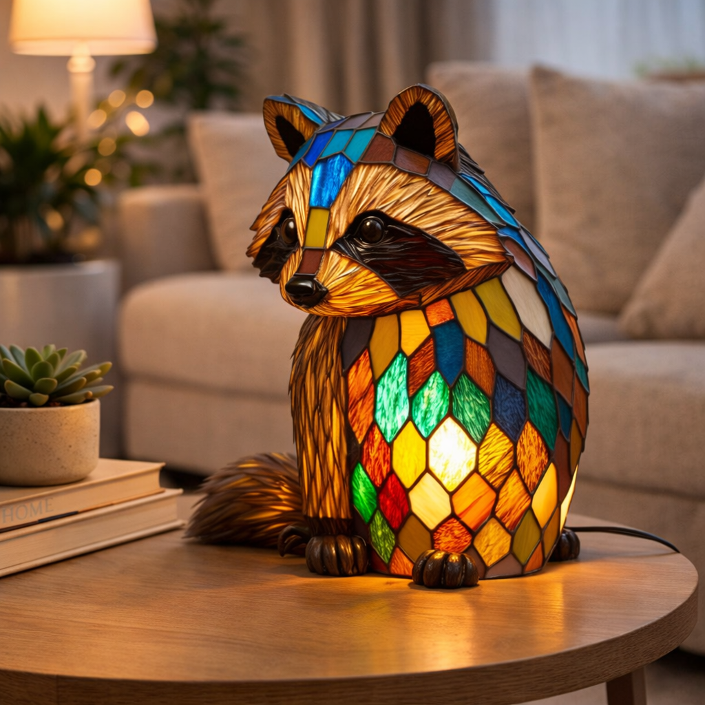 LED Accent Table Lamp in Stained Glass Animal Design