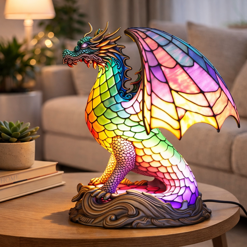 LED Accent Table Lamp in Stained Glass Animal Design