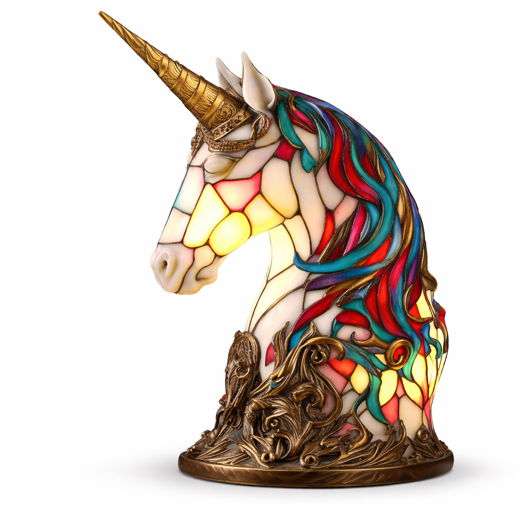 LED Accent Table Lamp in Stained Glass Animal Design