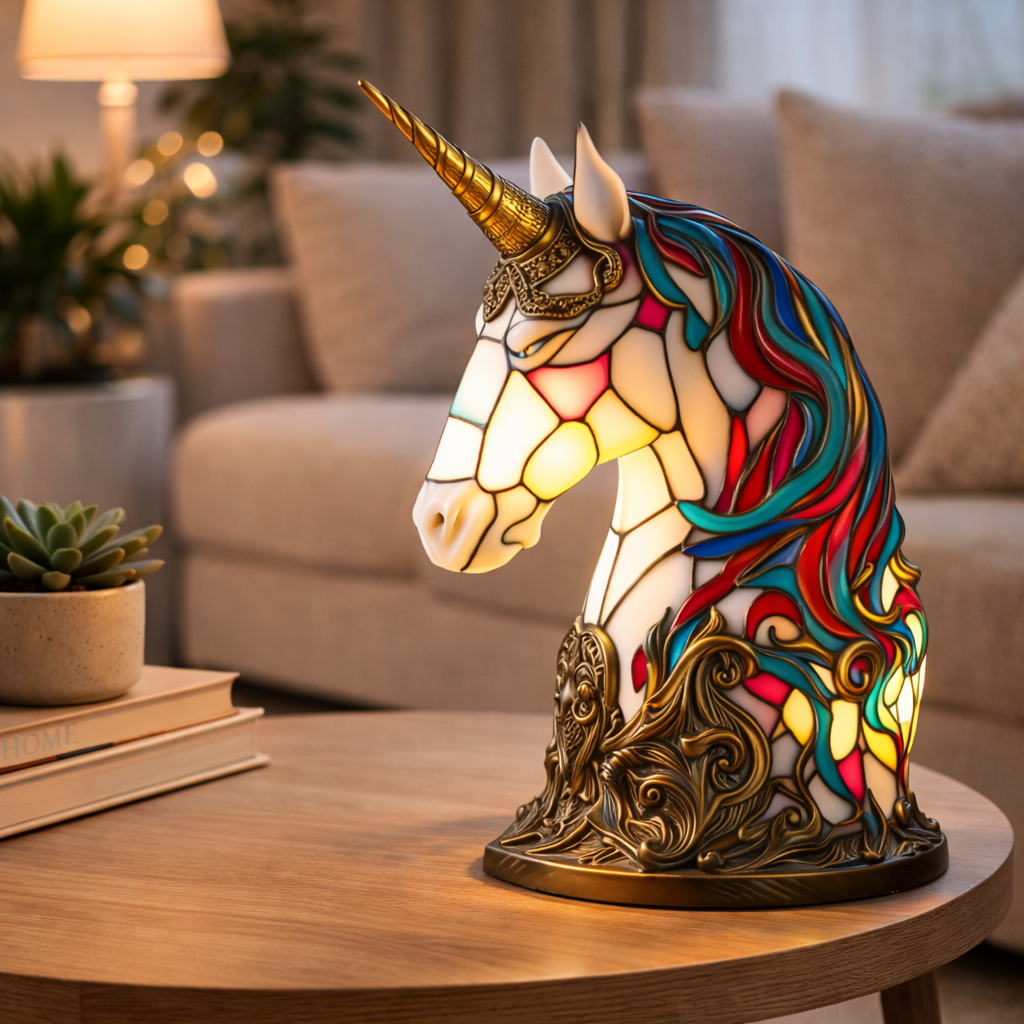 LED Accent Table Lamp in Stained Glass Animal Design