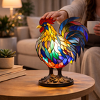 LED Animal Accent Light Table Lamp with Stained Glass for Bedroom