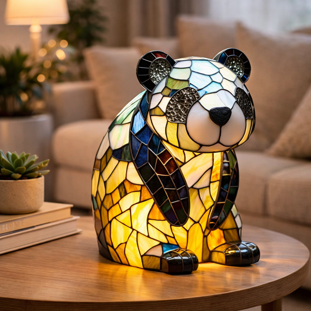 LED Accent Table Lamp in Stained Glass Animal Design