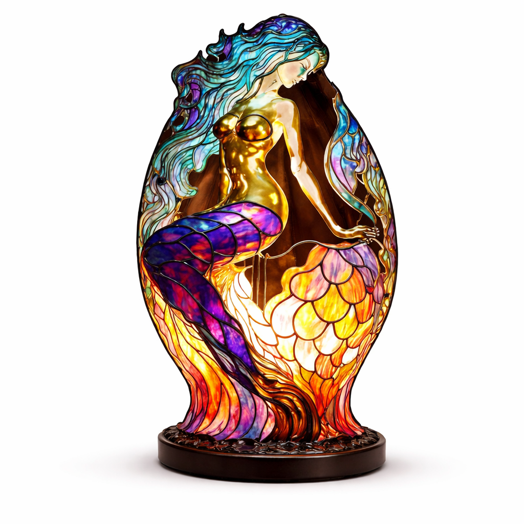 LED Accent Table Lamp in Stained Glass Animal Design