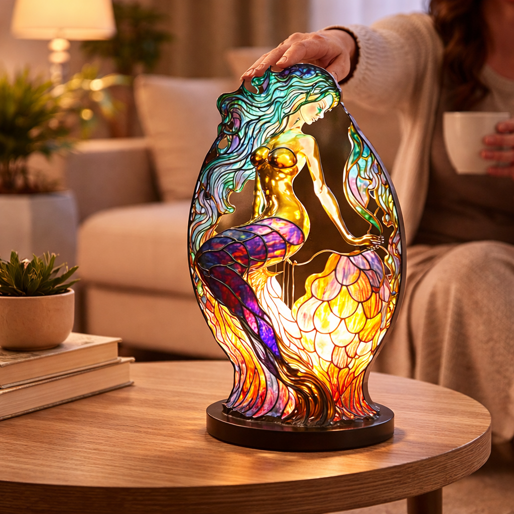LED Accent Table Lamp in Stained Glass Animal Design