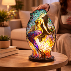 LED Animal Accent Light Table Lamp with Stained Glass for Bedroom