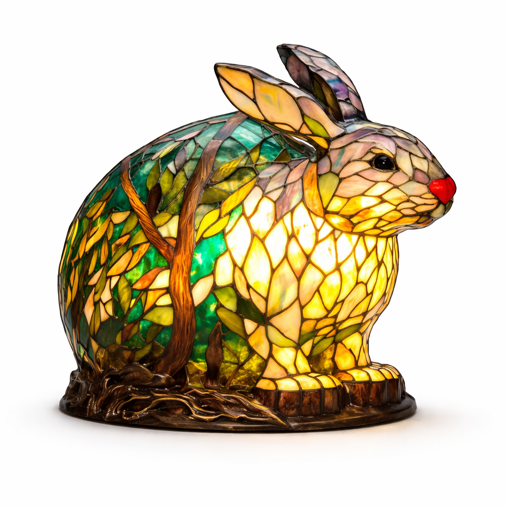 LED Accent Light in Stained Glass Animal Design Table Lamp