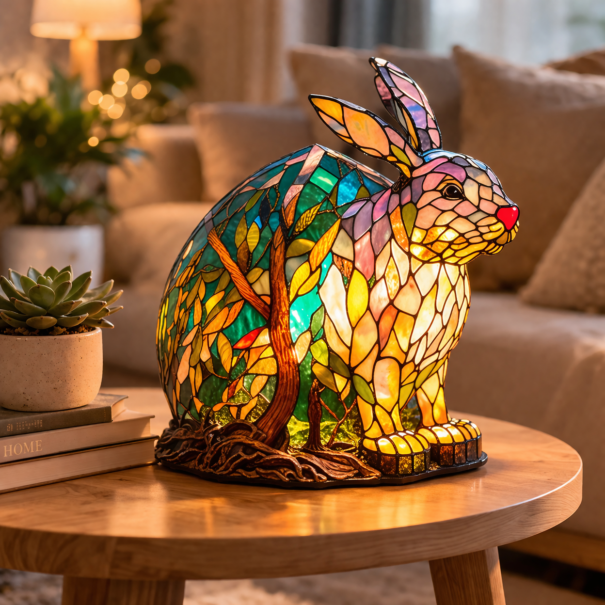 LED Accent Table Lamp in Stained Glass Animal Design