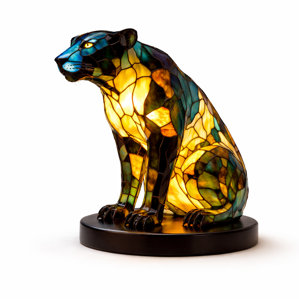LED Animal Accent Light Table Lamp with Stained Glass for Bedroom