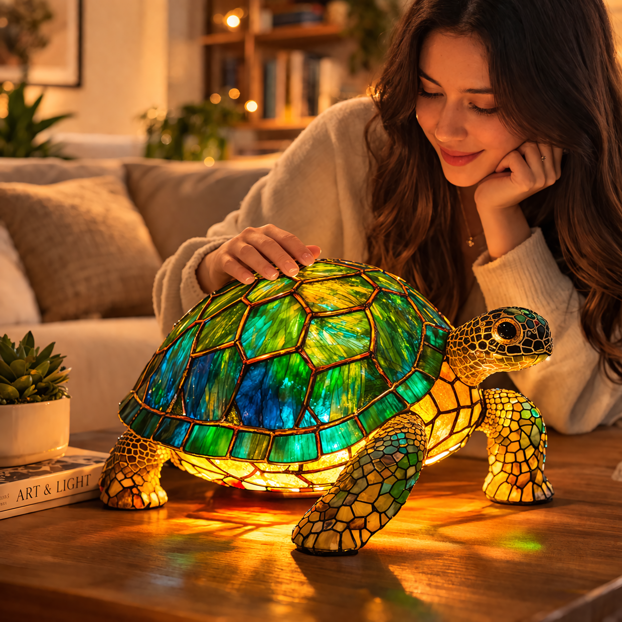 LED Accent Table Lamp in Stained Glass Animal Design