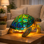 LED Accent Table Lamp in Stained Glass Animal Design